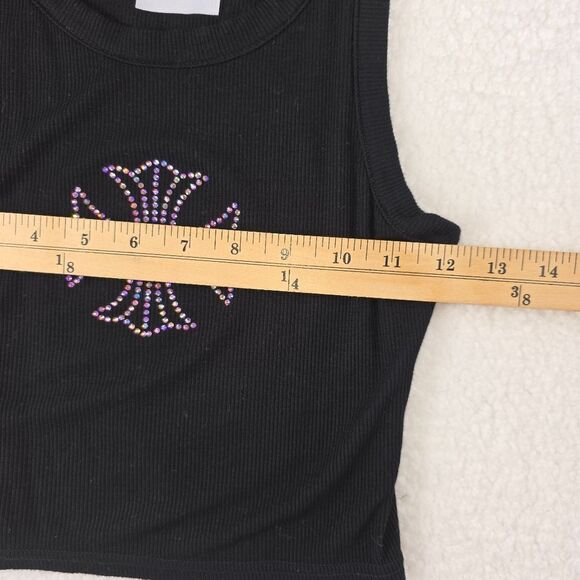 Virghoes Biker Cross Tank Blingy Tee Black Size Small - Picture 8 of 13